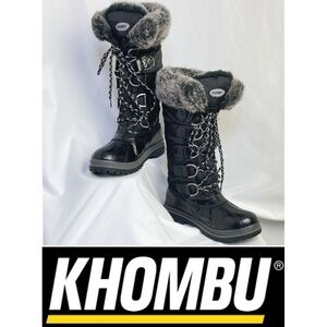 KHOMBU Women’s “Colby” Tall Pac Thermolite Boots in Black • Faux Fur Lined • 8.5